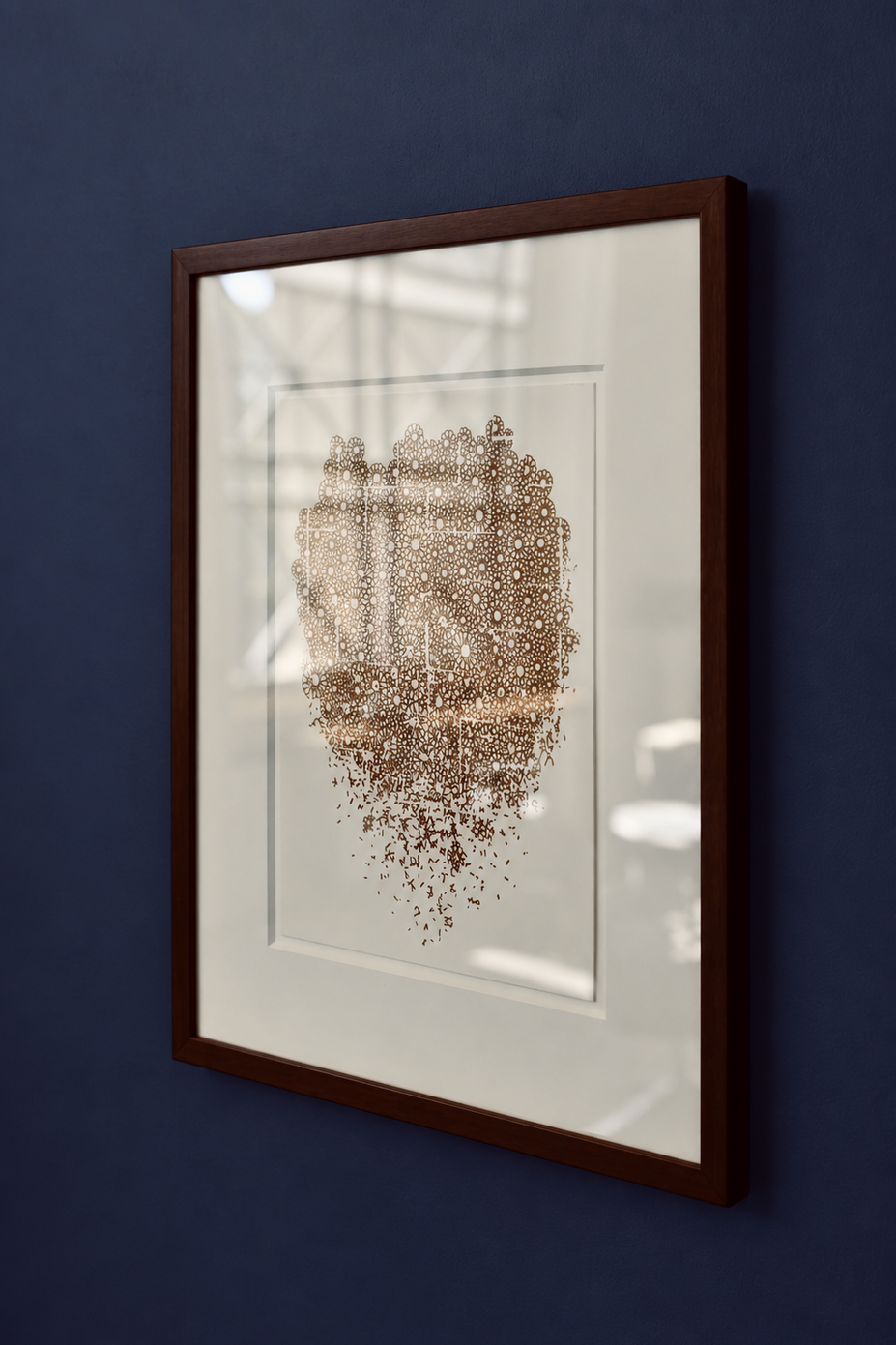 Oblique view of Disintegrating installed in the MIT Office of the Vice Chancellor