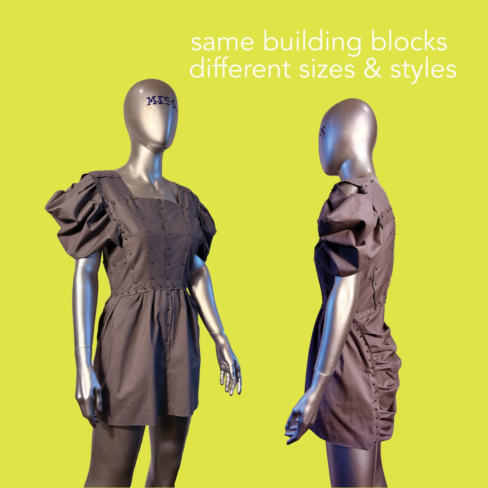 same building blocks are used to construct different garments