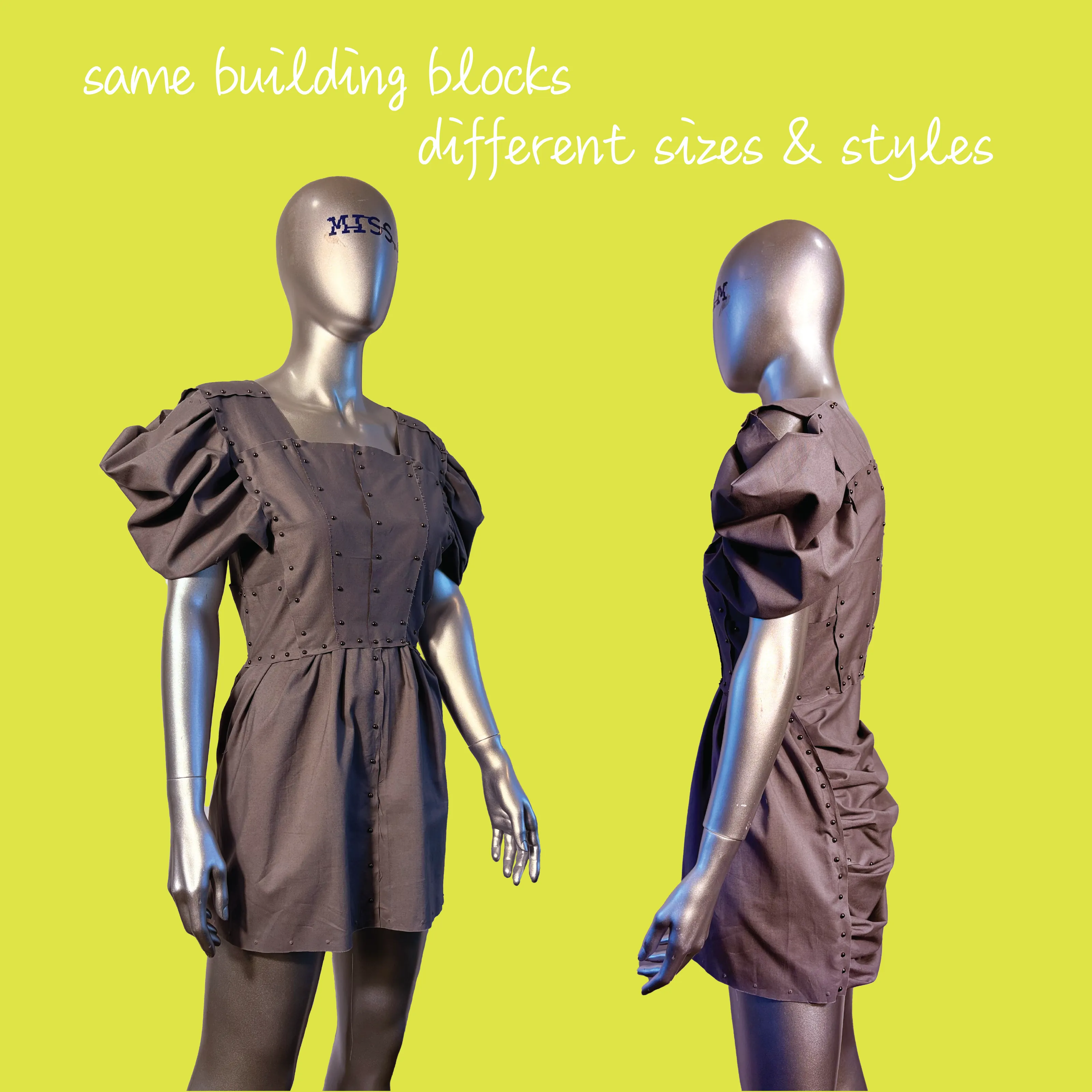 same building blocks are used to construct different garments