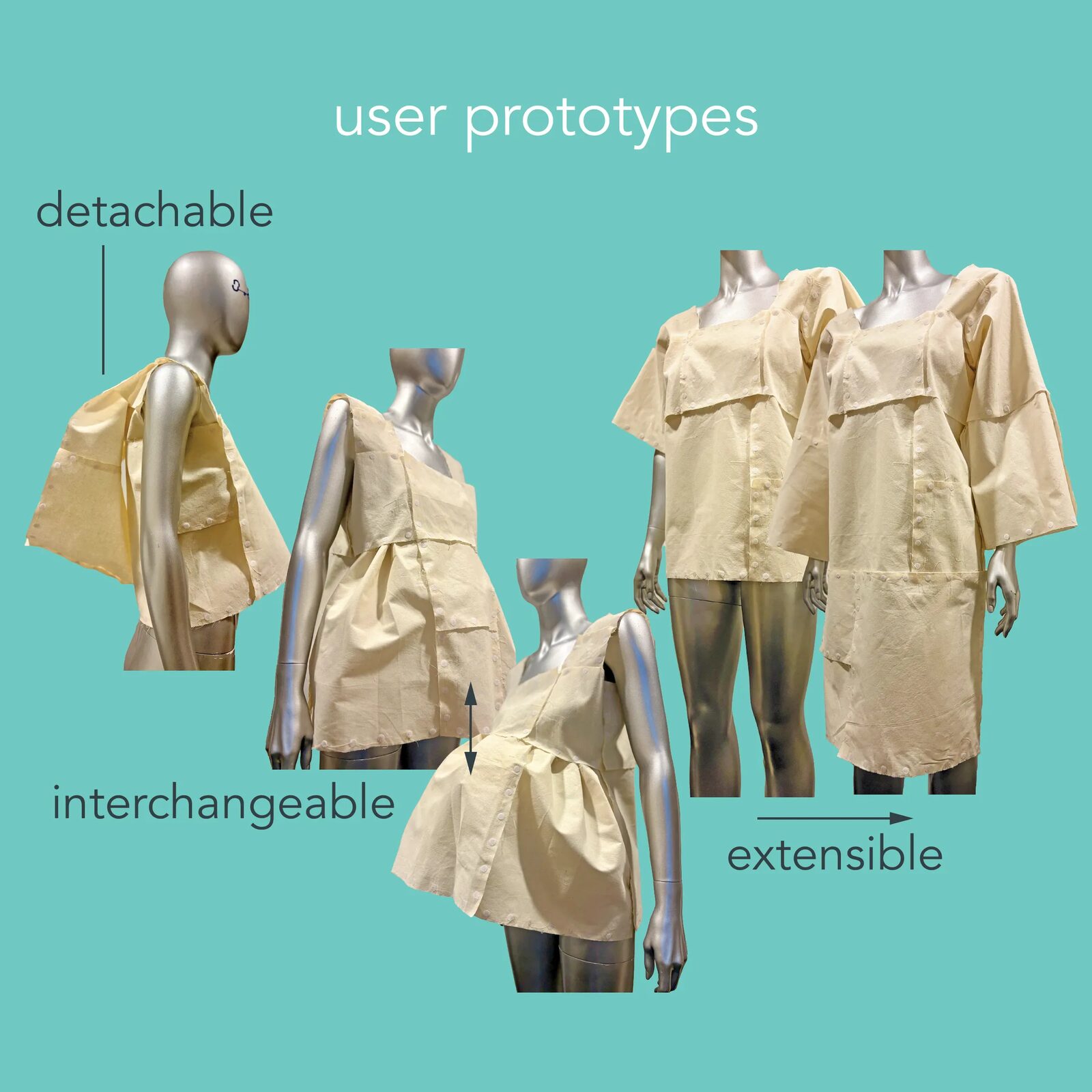 users designed garments with detachable, interchangeable, and extensible components