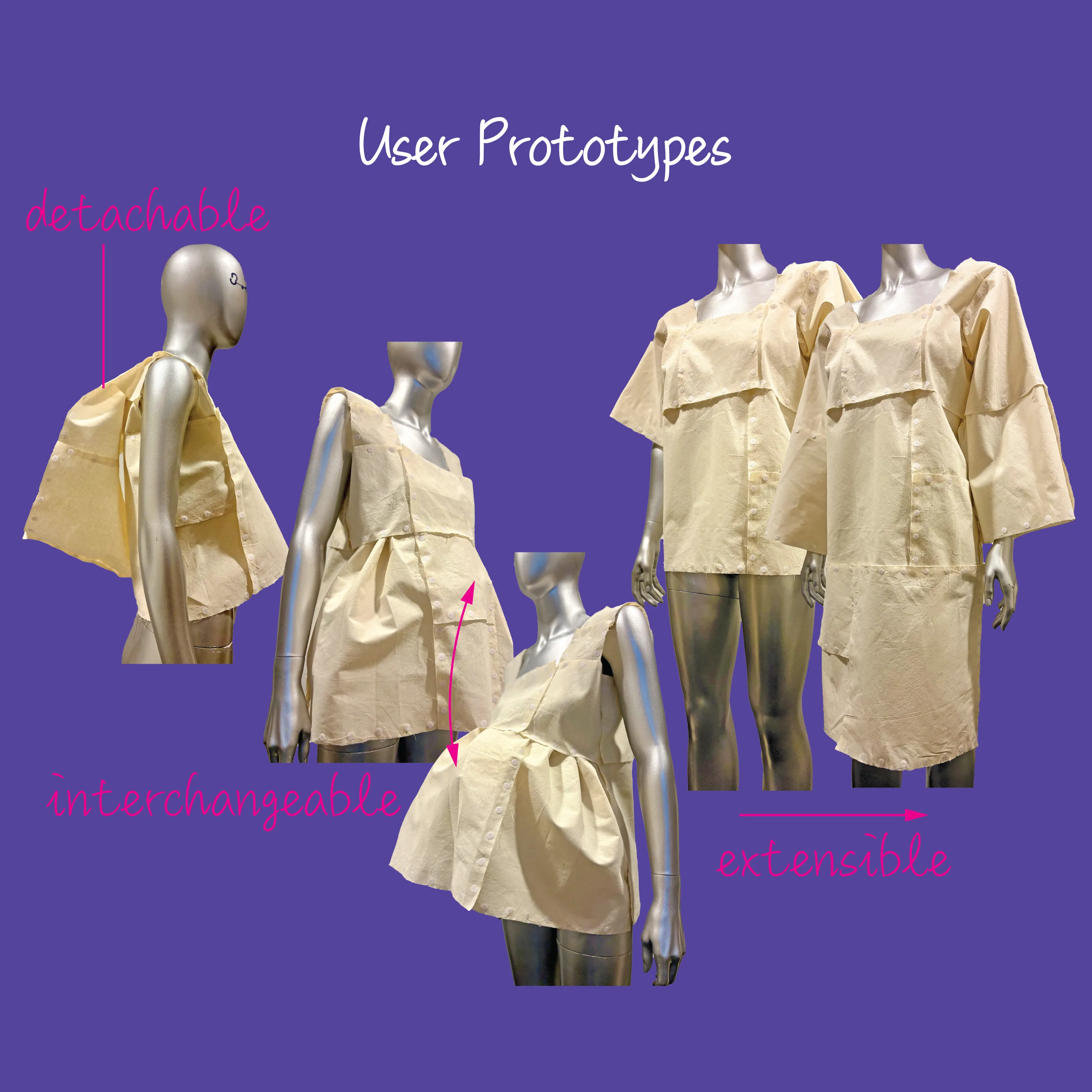 users designed garments with detachable, interchangeable, and extensible components